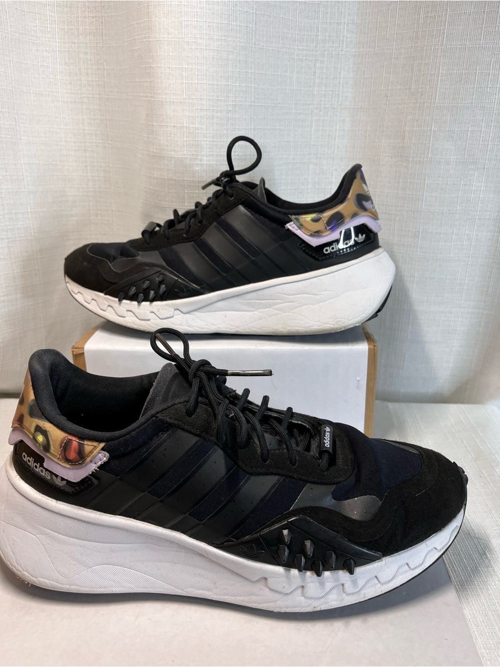 adidas Choigo Animal Print Black Chunky Platform Sneakers size 8.5